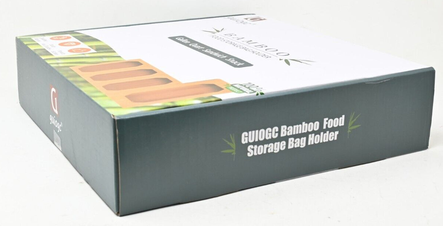 GUIOGC Bamboo Food Storage Bag Organizer Holder Dispenser Ziplock 12 X 12.6 X 3"