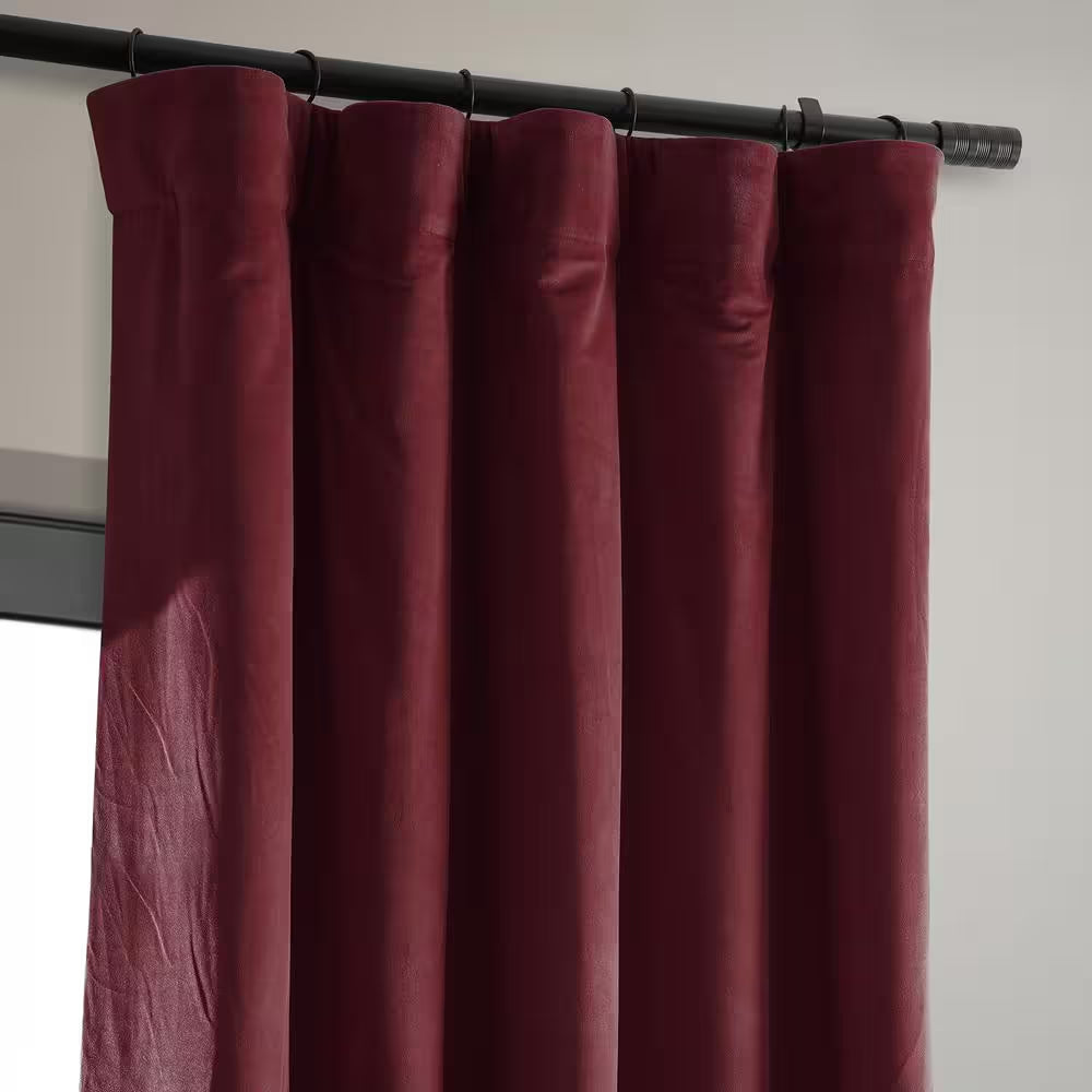 Burgundy Velvet Rod Pocket Blackout Curtain - 50 In. W X 120 In. L (1 Panel)