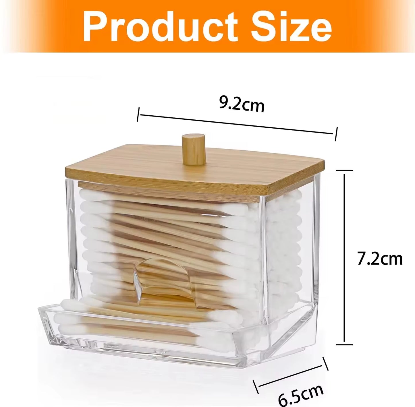 Cotton Swab Holder with Bamboo Lid