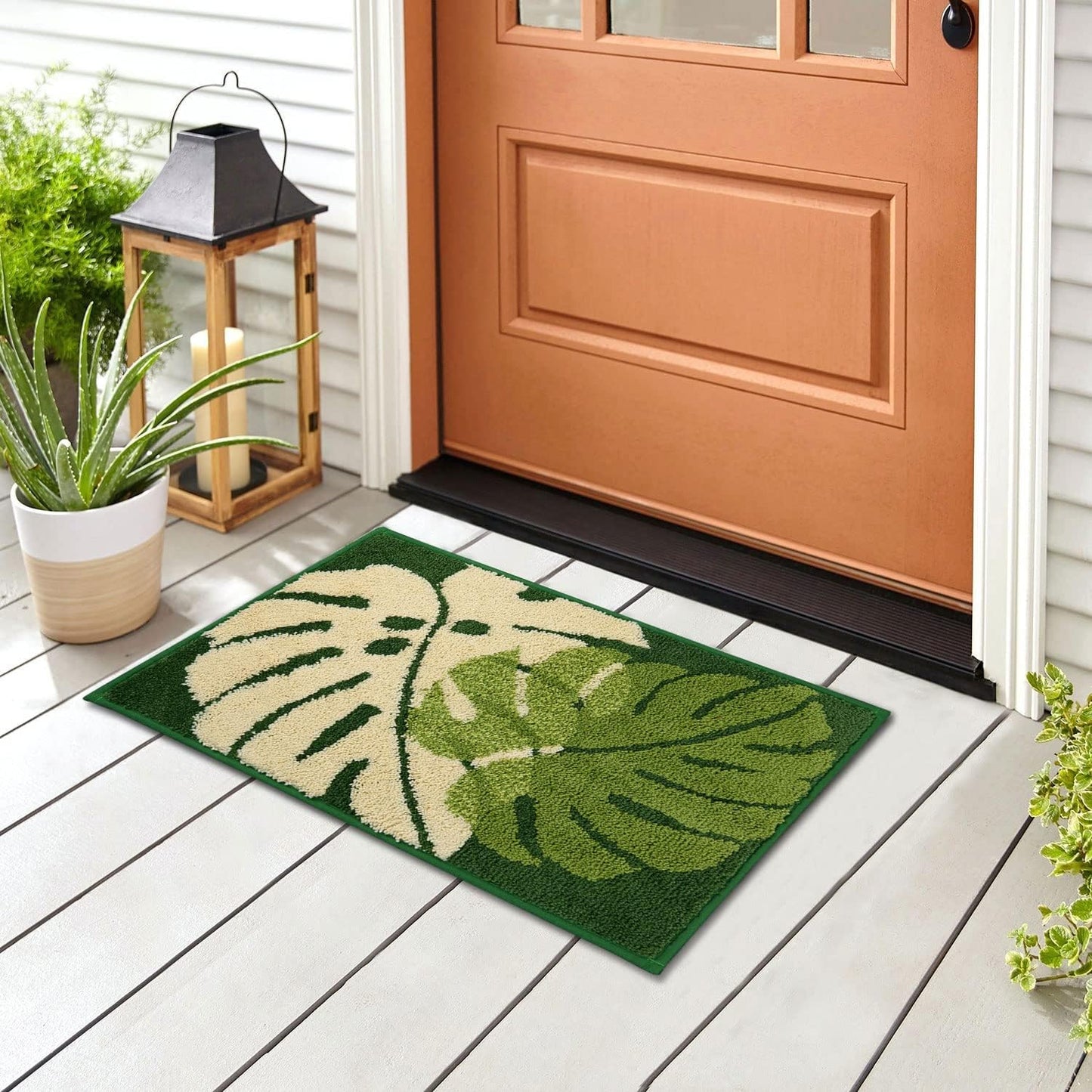 Bathroom Rugs 24X16In Blue Leaves Bath Mat for Bathroom Non Slip Machine Washable Soft Microfiber Absorbent Cute Bath Rug Plush for Tub Shower Sink Fluffy Home Decor Accessories