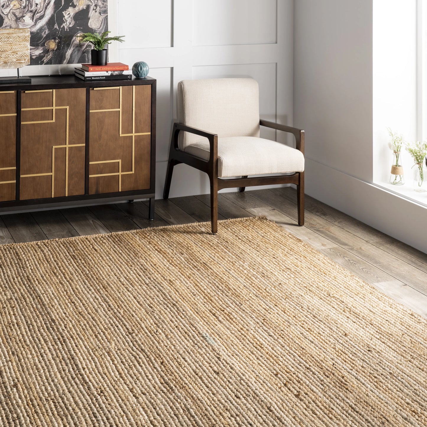 Rigo Hand Woven Farmhouse Jute Runner Rug, 2' 6" X 8', Natural