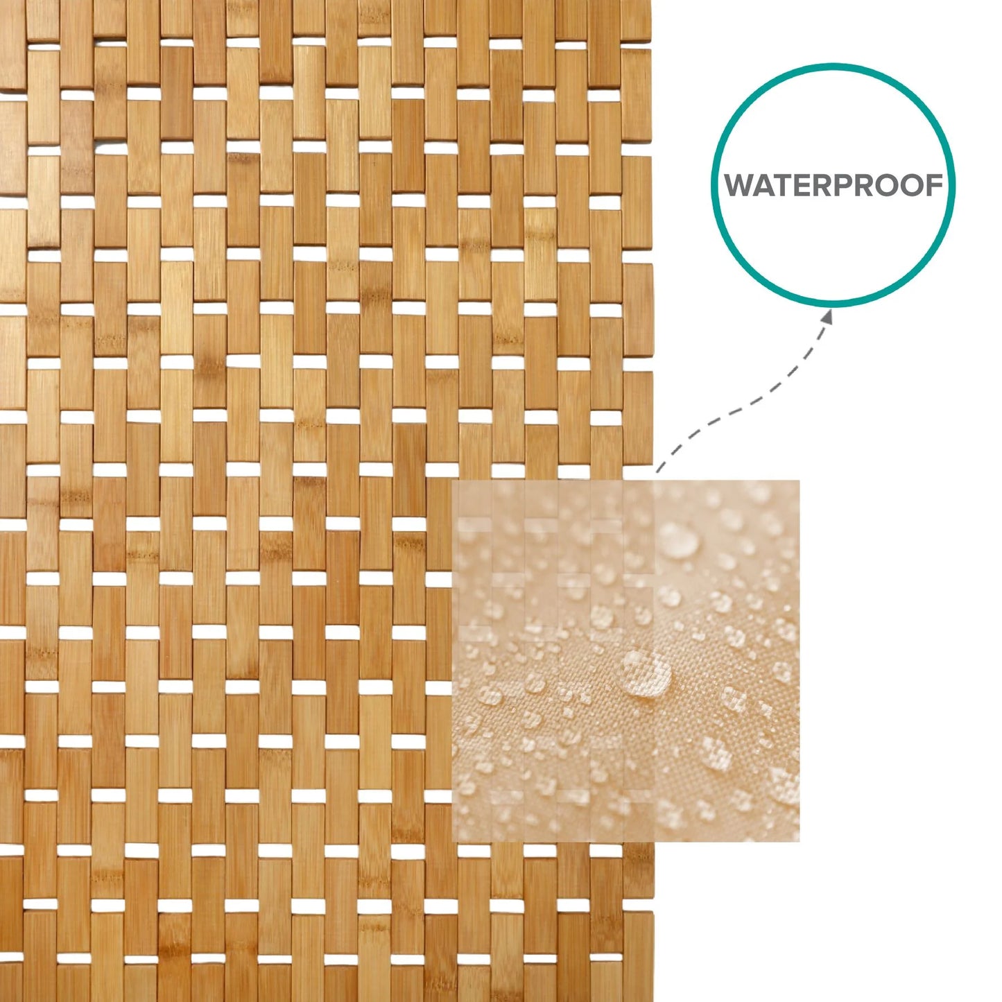 Bamboo Bath Mat |Off- White Wooden Bath & Shower Mat Creates Spa-Like Experience (Easy to Roll Up, Eco-Friendly, 24.75” X 16.5”)