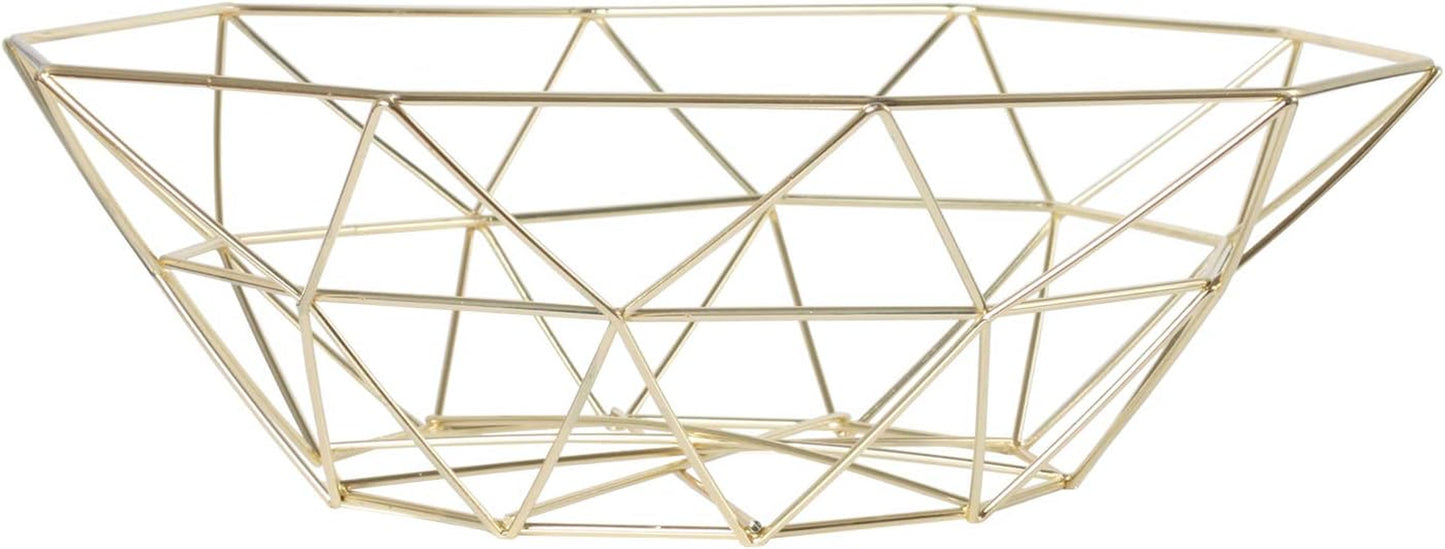 Creative Fruit Dish Bowl Basket Container Centerpiece Bowl for Living Room and Modern Kitchen Table(Gold)
