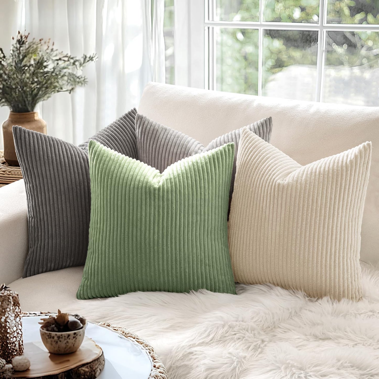Pack of 2 Pillow Covers Soft Soild Decorative Square Throw Pillow Covers Set Cushion Cases Pillowcases for Sofa Bedroom Car 18 X 18 Inch 45 X 45 Cm Sage Green