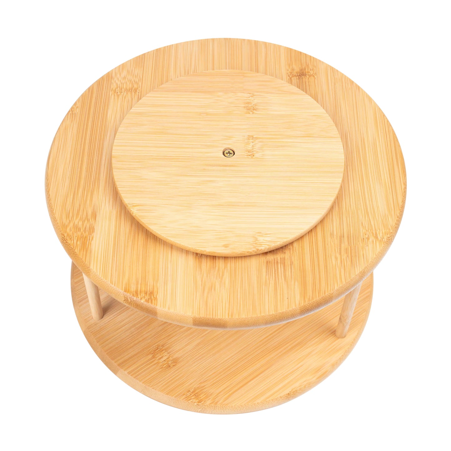 Kitchen Organizer Bamboo Turntable 2-Tier Spice Rack, 10.04 DIA X 6.89 In