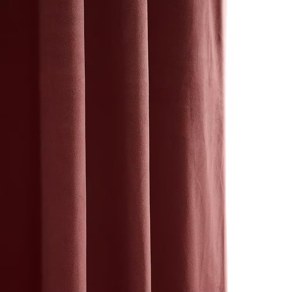 Crimson Rust Velvet Rod Pocket Blackout Curtain - 50 In. W X 108 In. L (1 Panel)
