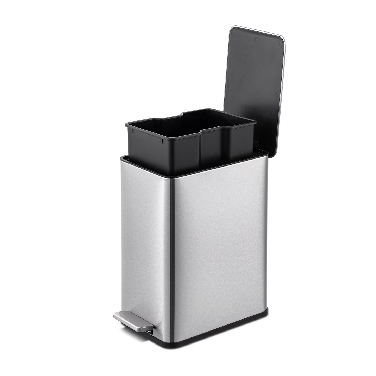 2.6 Gallon Trash Can, Stainless Steel Step on Bathroom Trash Can, Silver
