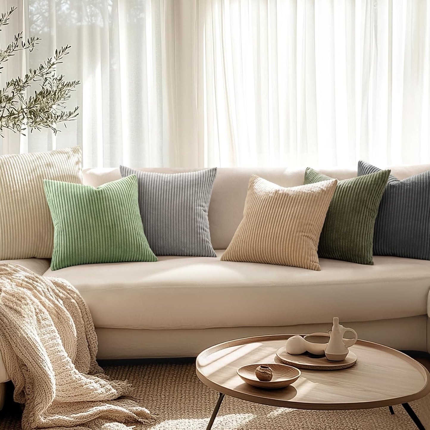Pack of 2 Pillow Covers Soft Soild Decorative Square Throw Pillow Covers Set Cushion Cases Pillowcases for Sofa Bedroom Car 18 X 18 Inch 45 X 45 Cm Sage Green