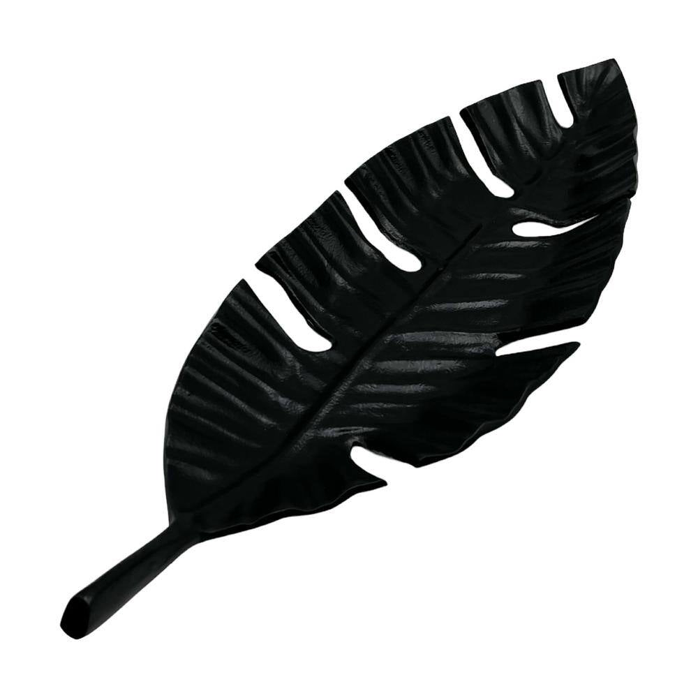 23 In. Aluminum Metal Leaf Decorative Black Tray