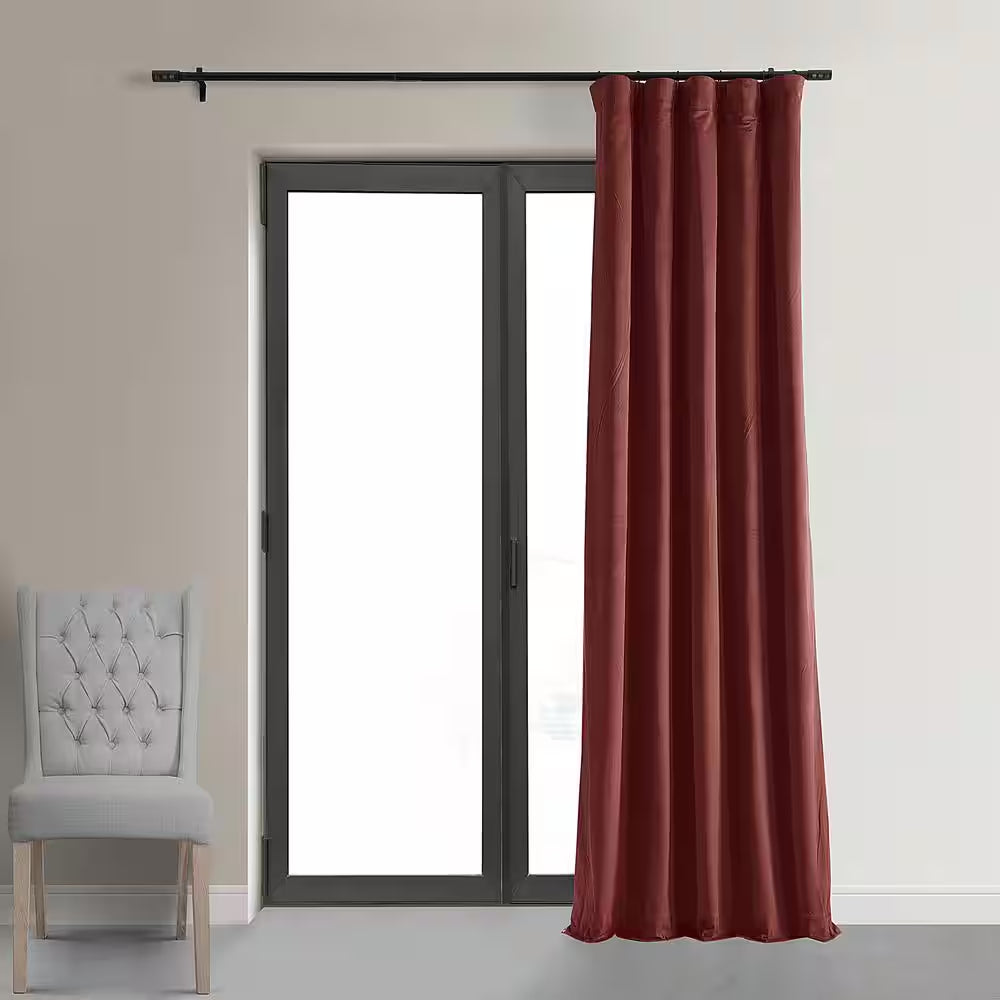 Crimson Rust Velvet Rod Pocket Blackout Curtain - 50 In. W X 108 In. L (1 Panel)