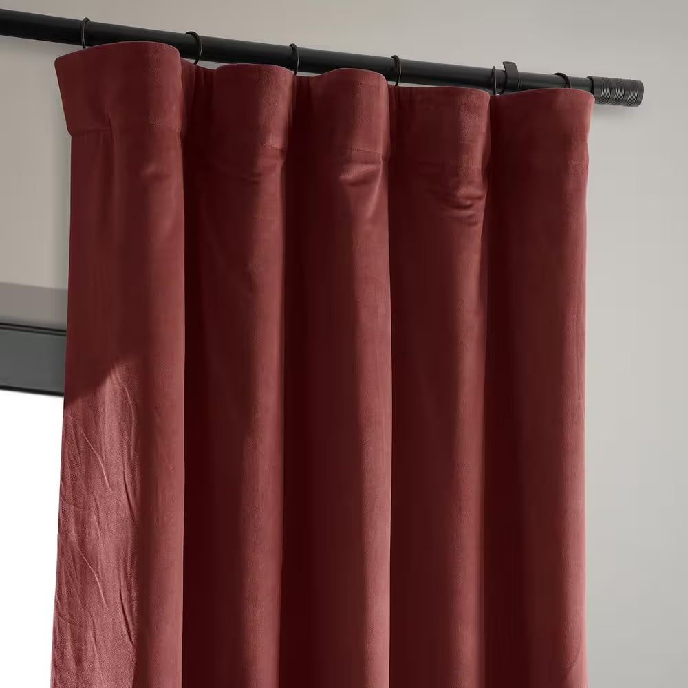 Crimson Rust Velvet Rod Pocket Blackout Curtain - 50 In. W X 108 In. L (1 Panel)