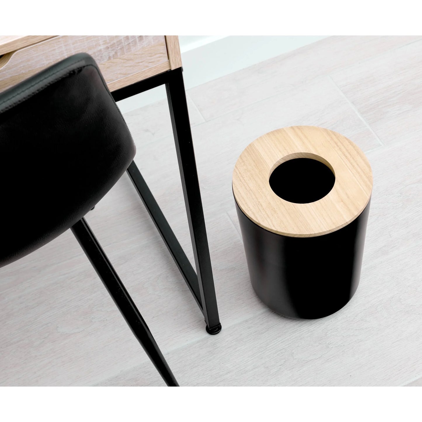 , Eco Vanity Steel Waste Can, Matte Black