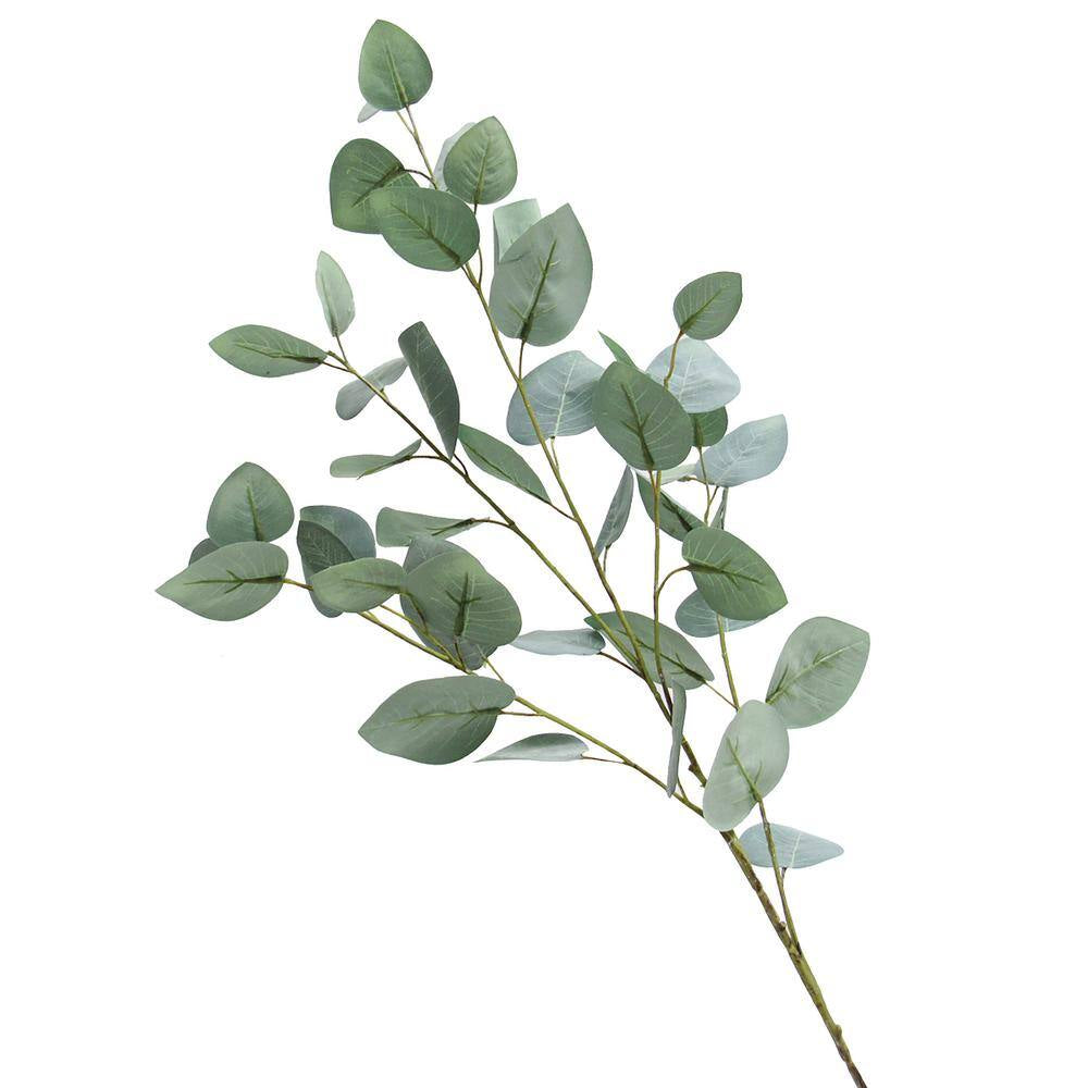 37.5 In. Artificial Eucalyptus Silver Dollar Leaf Stem Plant Greenery Foliage Spray Branch (Set of 4)