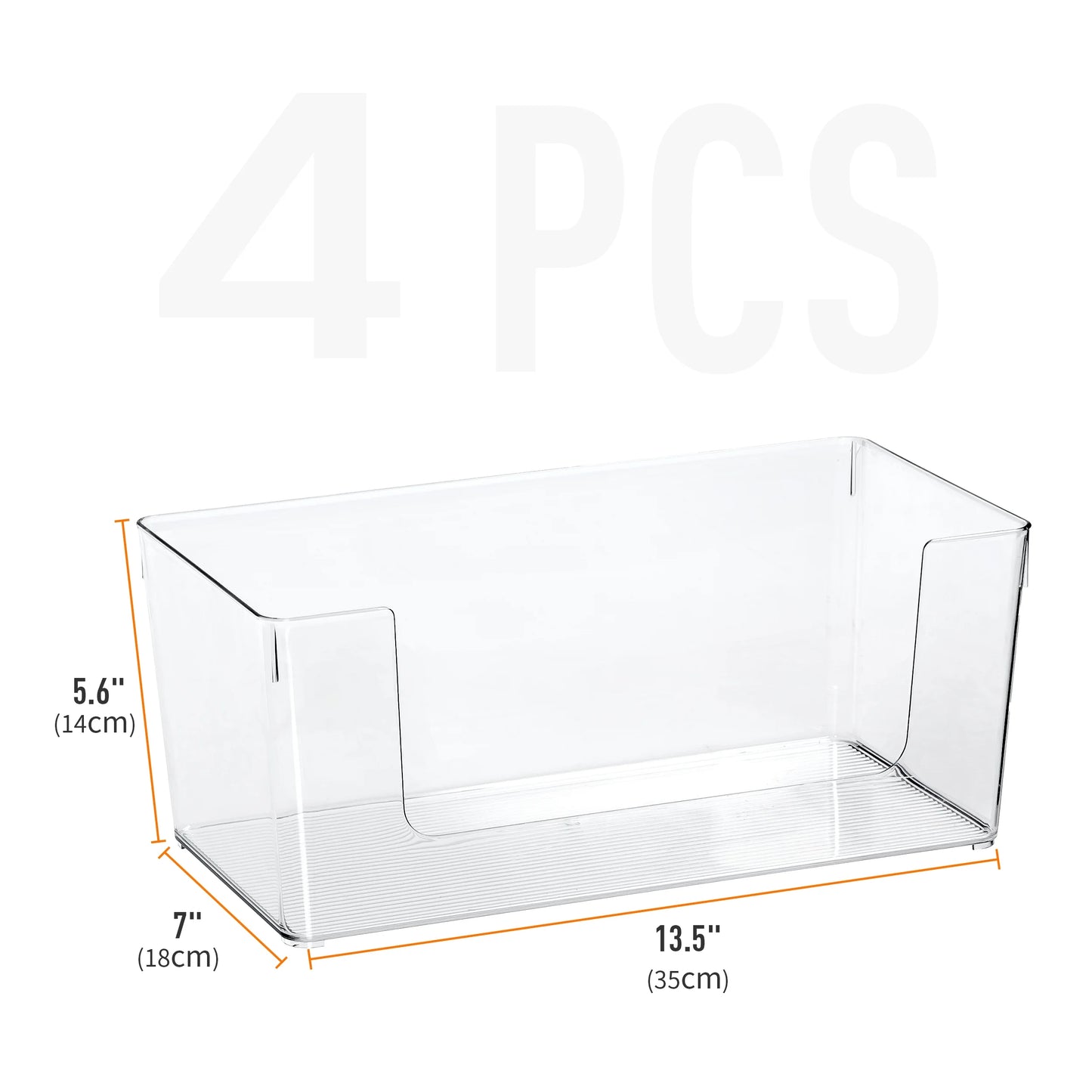 Clear Plastic Open Front Organizer Bin 4 Packs Large