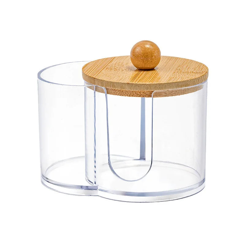 Cotton Swab Holder with Bamboo Lid