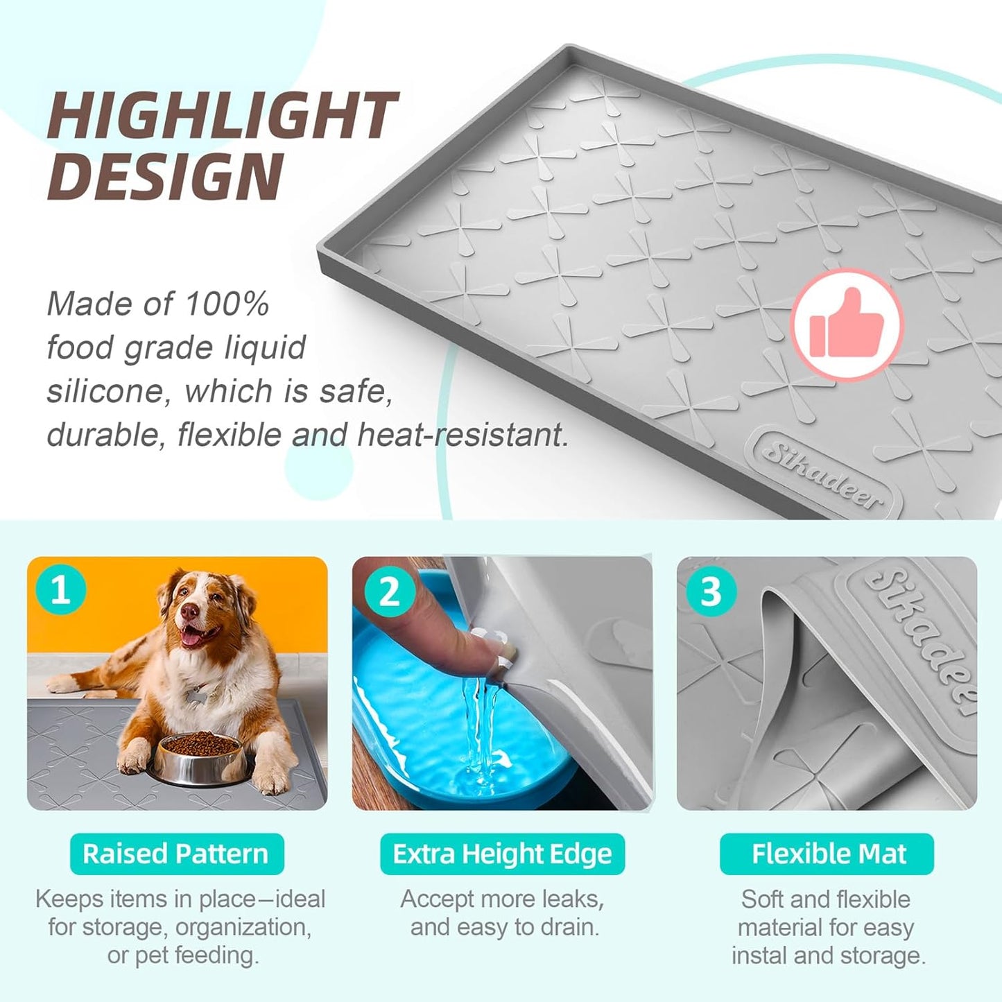 34" X 22" under Sink Mat Waterproof, Silicone Mat Kitchen Drawer Shelf and Cabinet Liner, Sink Protector for Kitchen Organizers and Storage, Boot Tray Pet Food Mats
