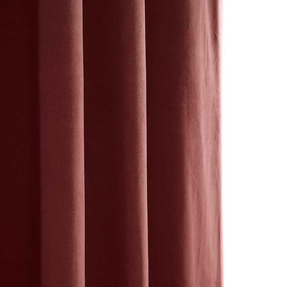 Crimson Rust Velvet Solid 50 In. W X 84 In. L Lined Rod Pocket Blackout Curtain