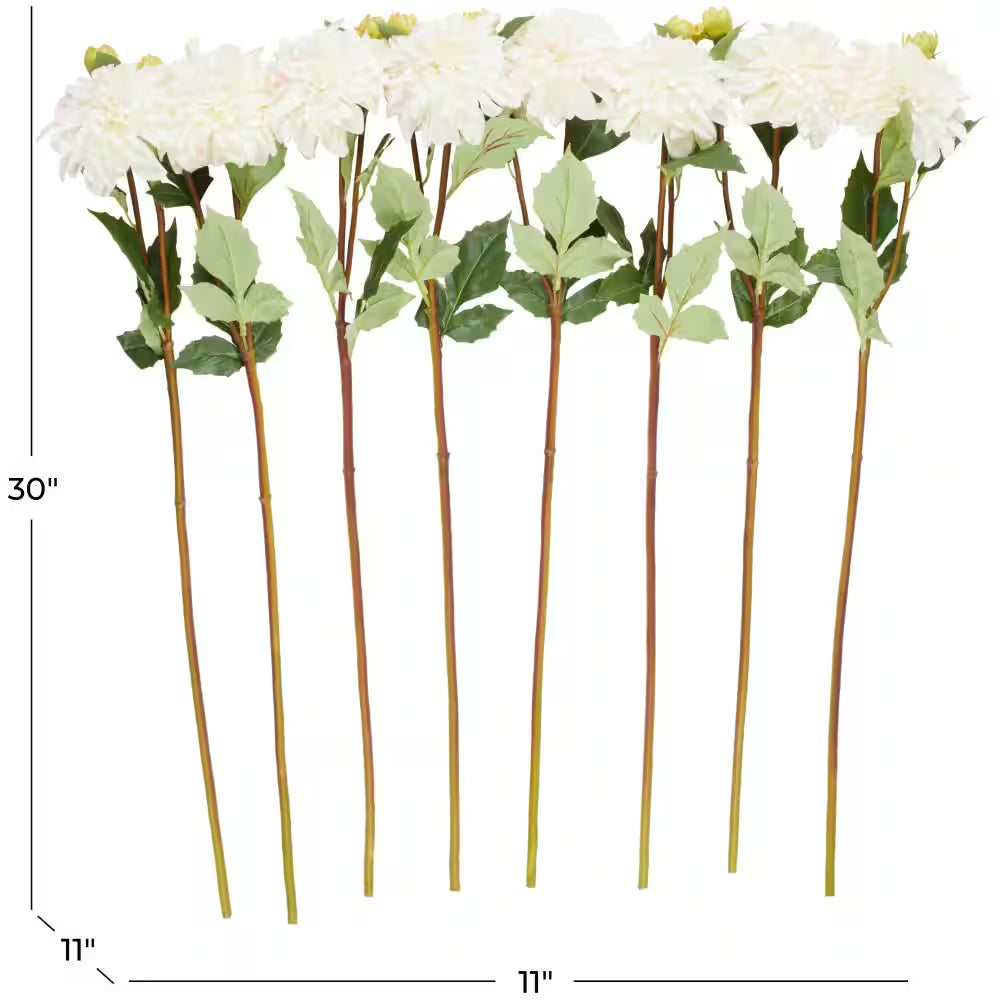 30 In. Tall White Dahlia Artificial Flower Stem (Set of 8)