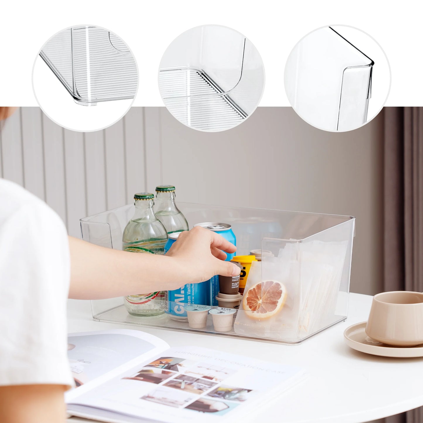 Clear Plastic Open Front Organizer Bin 4 Packs Large