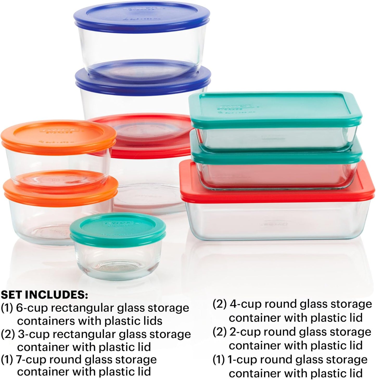 Simply Store 9-Pack Mixed Sized Glass Food Storage Set, round & Rectangular Containers with Lids, Bpa-Free, Dishwasher & Microwave Safe