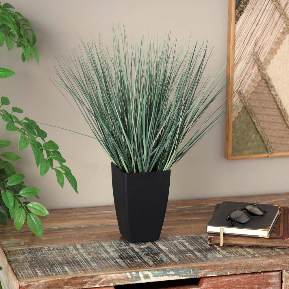 19 In. H Onion Grass Artificial Plant with Black Plastic Pot
