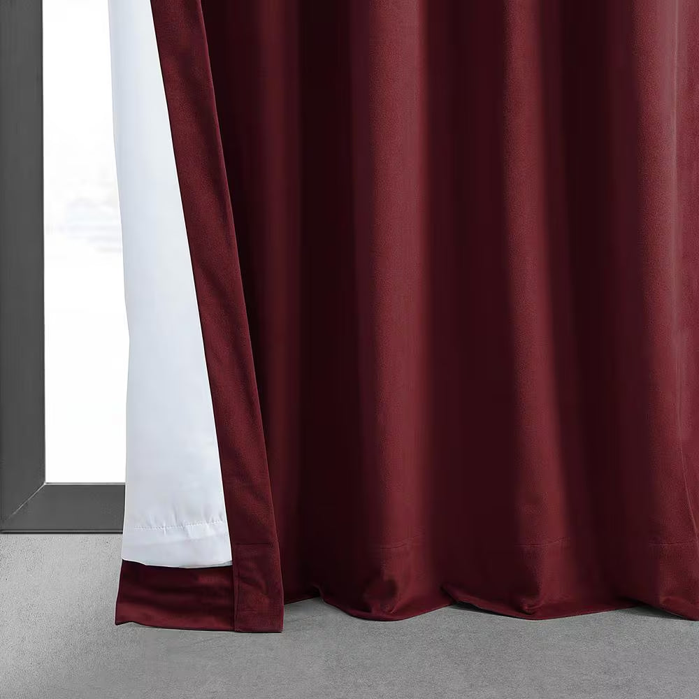 Burgundy Velvet Rod Pocket Blackout Curtain - 50 In. W X 120 In. L (1 Panel)