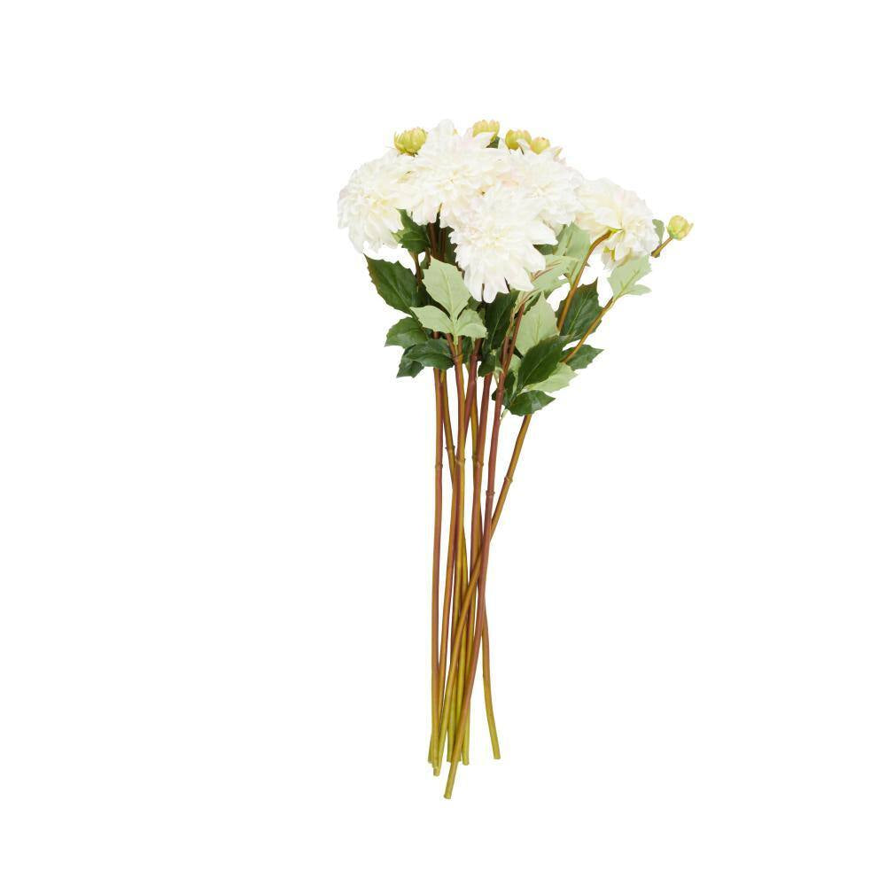 30 In. Tall White Dahlia Artificial Flower Stem (Set of 8)