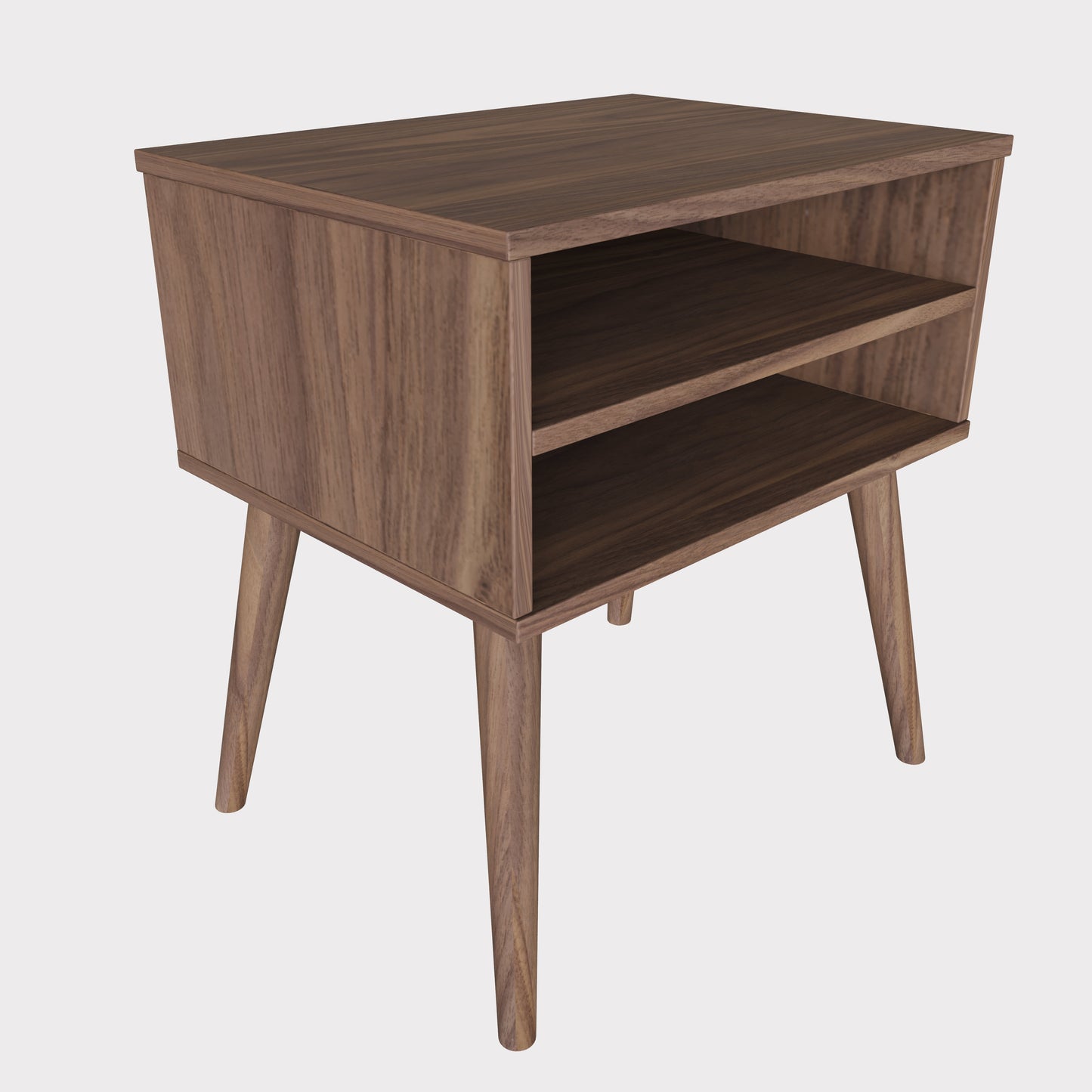 Ragusa Mid-Century Modern Open Shelf Nightstand