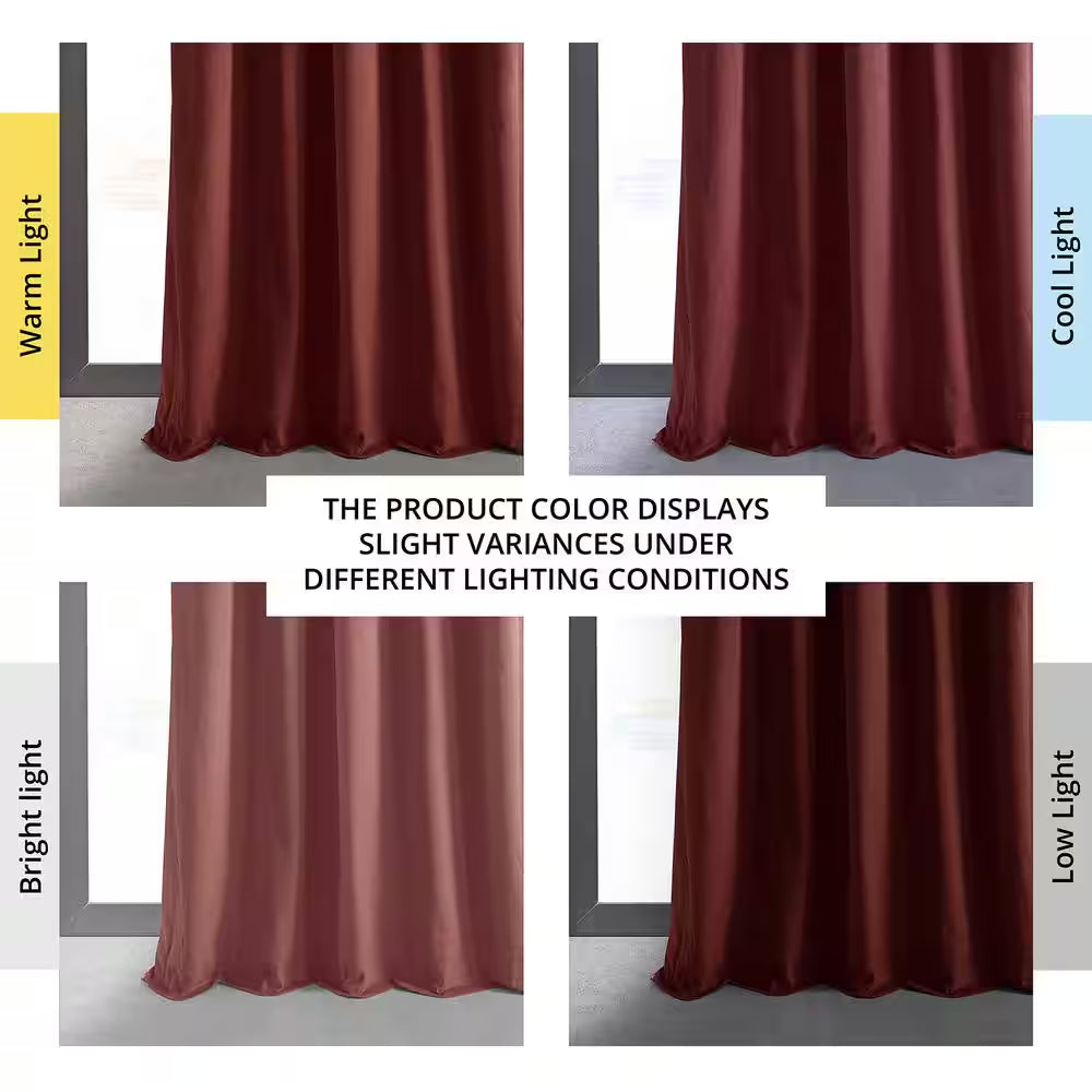 Crimson Rust Velvet Rod Pocket Blackout Curtain - 50 In. W X 108 In. L (1 Panel)