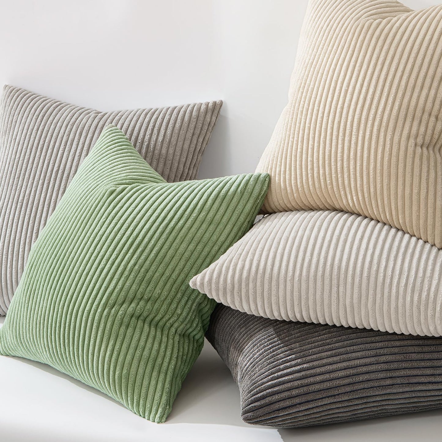 Pack of 2 Pillow Covers Soft Soild Decorative Square Throw Pillow Covers Set Cushion Cases Pillowcases for Sofa Bedroom Car 18 X 18 Inch 45 X 45 Cm Sage Green