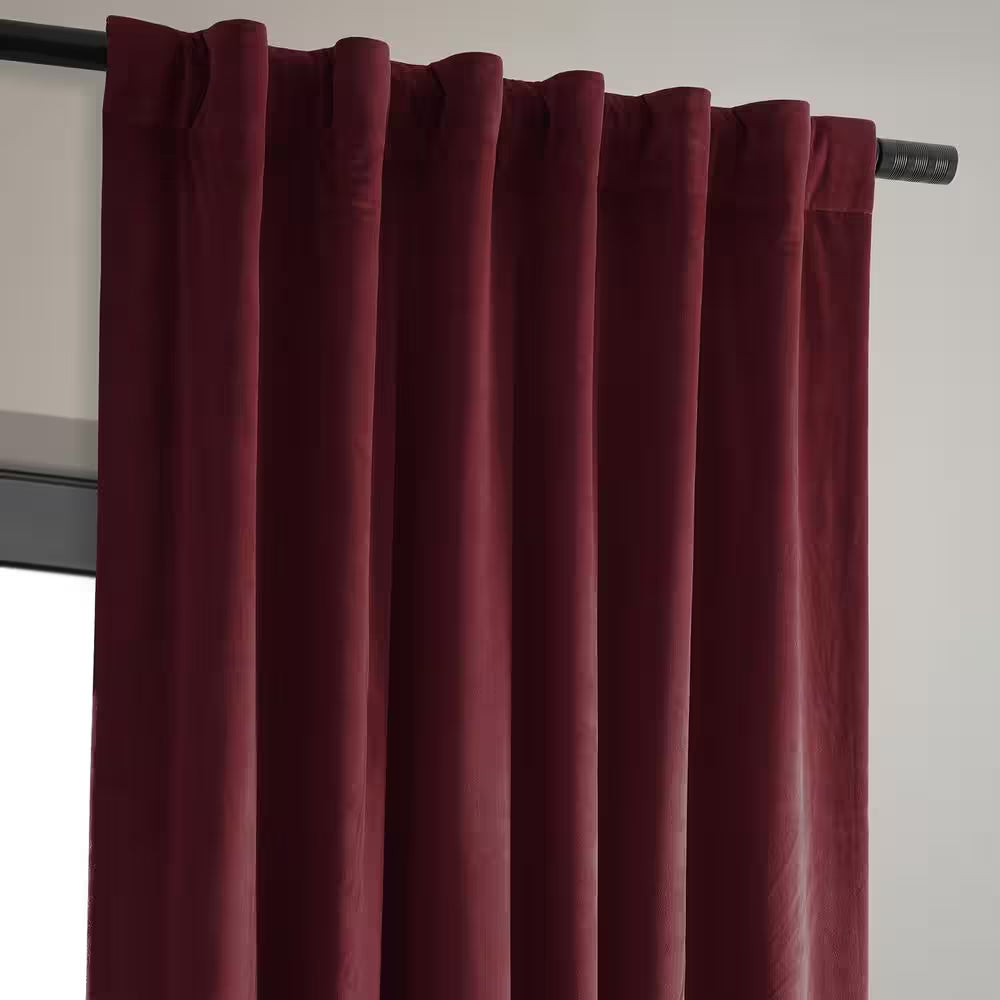 Burgundy Velvet Rod Pocket Blackout Curtain - 50 In. W X 120 In. L (1 Panel)