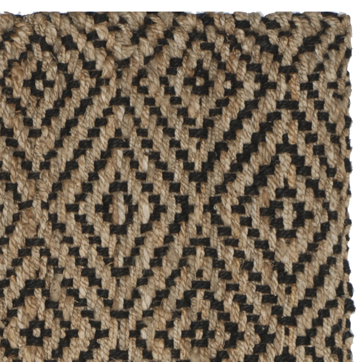 Natural Fiber Emory Geometric Jute Runner Rug, Natural/Black, 2'3" X 20'