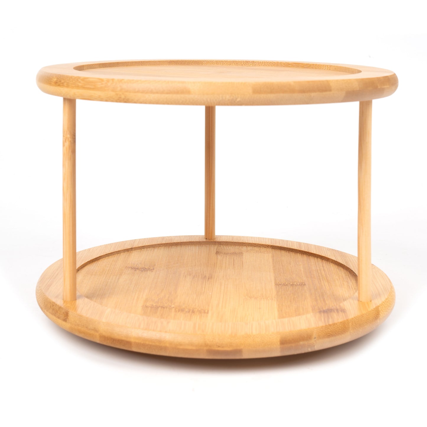 Kitchen Organizer Bamboo Turntable 2-Tier Spice Rack, 10.04 DIA X 6.89 In