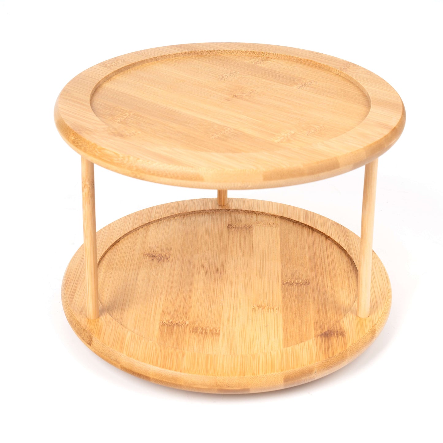 Kitchen Organizer Bamboo Turntable 2-Tier Spice Rack, 10.04 DIA X 6.89 In