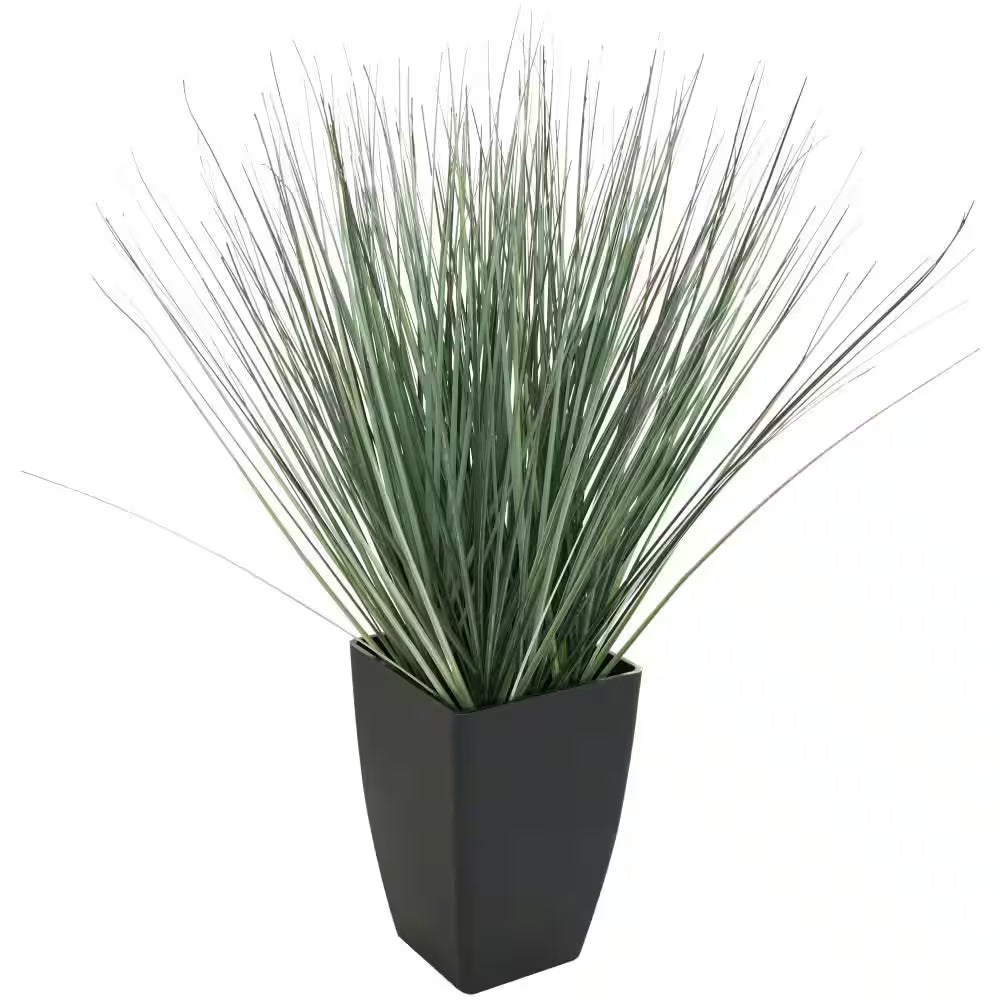 19 In. H Onion Grass Artificial Plant with Black Plastic Pot