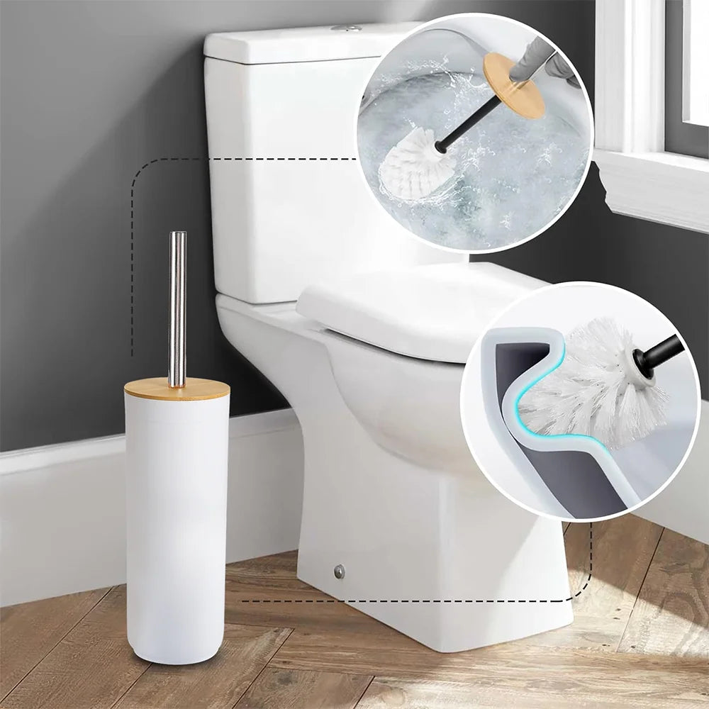 6-Piece Bamboo Bathroom Accessory Set, Modern White