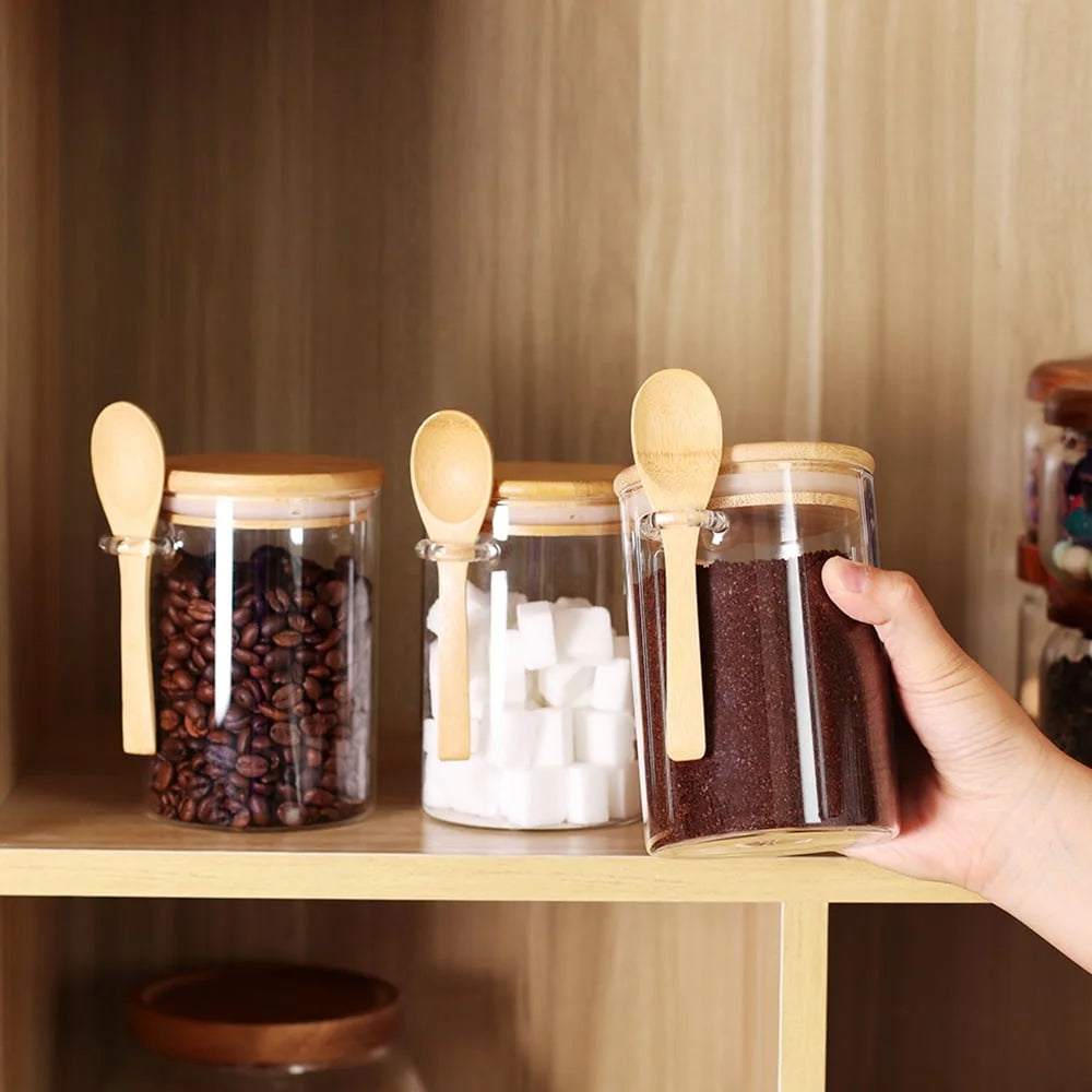 Clear Glass Airtight Coffee Food Storage Container (3 Count)