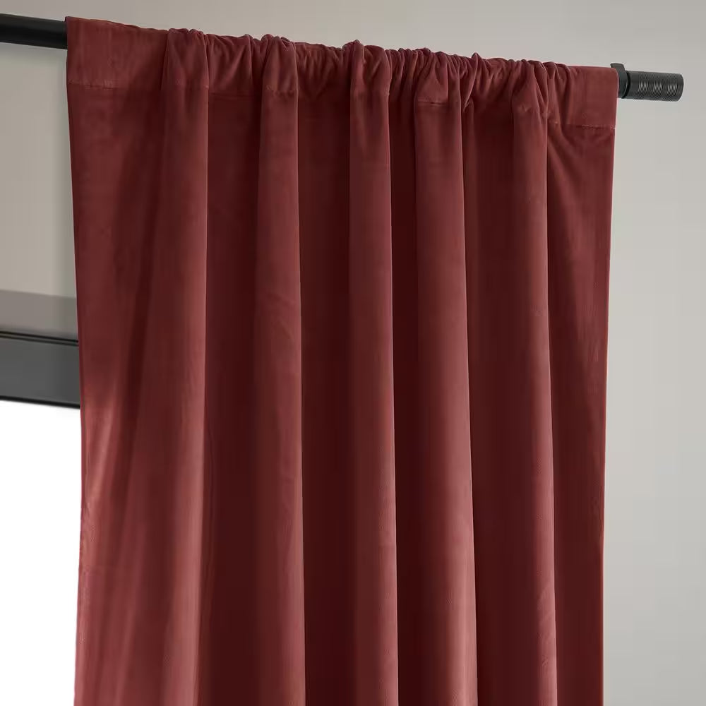 Crimson Rust Velvet Rod Pocket Blackout Curtain - 50 In. W X 108 In. L (1 Panel)