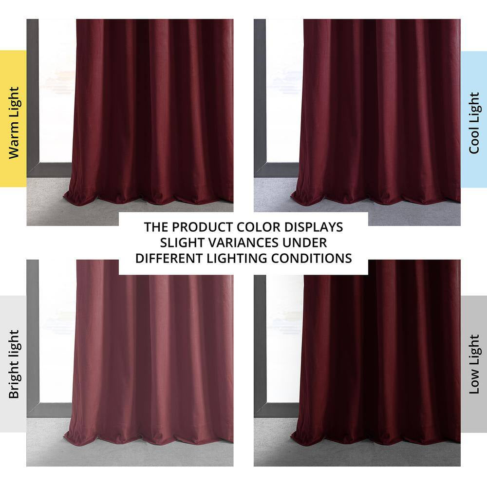 Burgundy Velvet Rod Pocket Blackout Curtain - 50 In. W X 120 In. L (1 Panel)