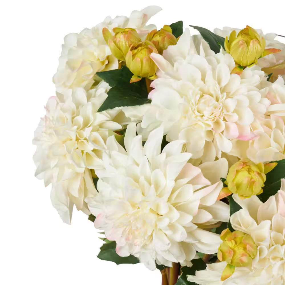 30 In. Tall White Dahlia Artificial Flower Stem (Set of 8)