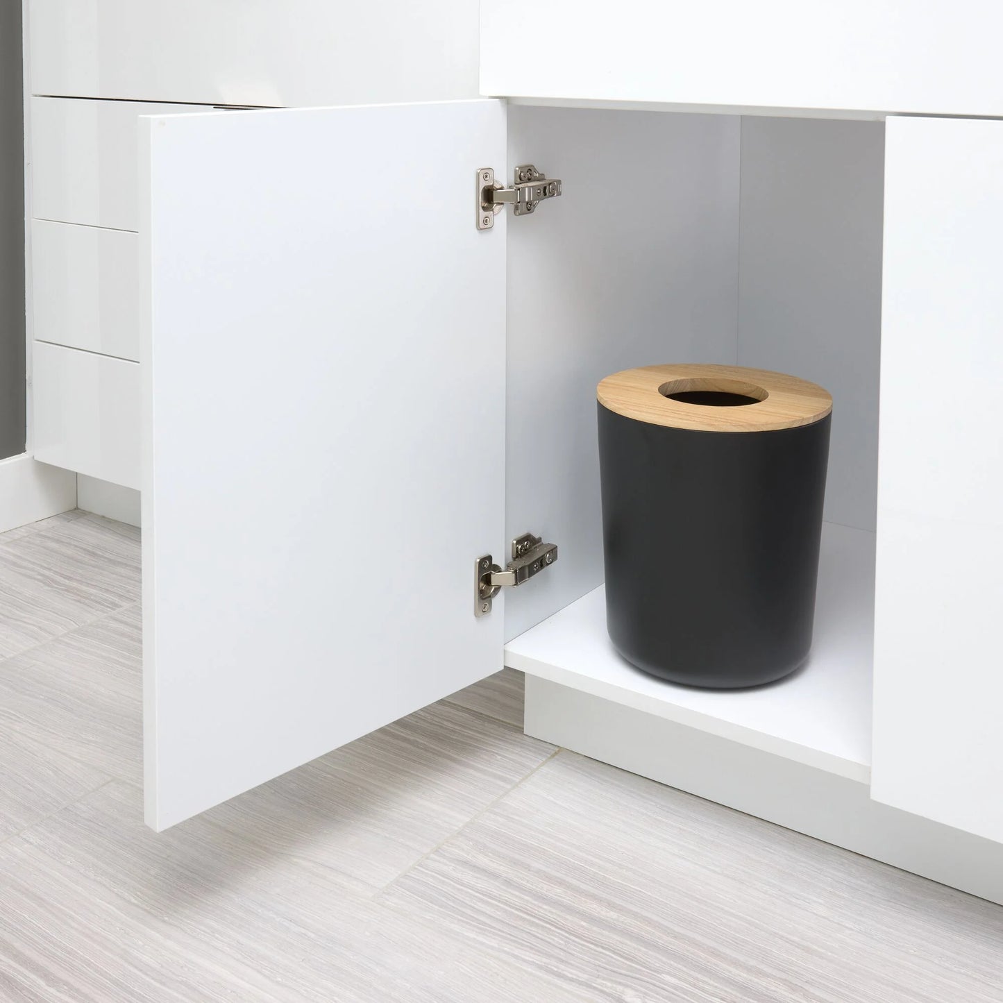 , Eco Vanity Steel Waste Can, Matte Black