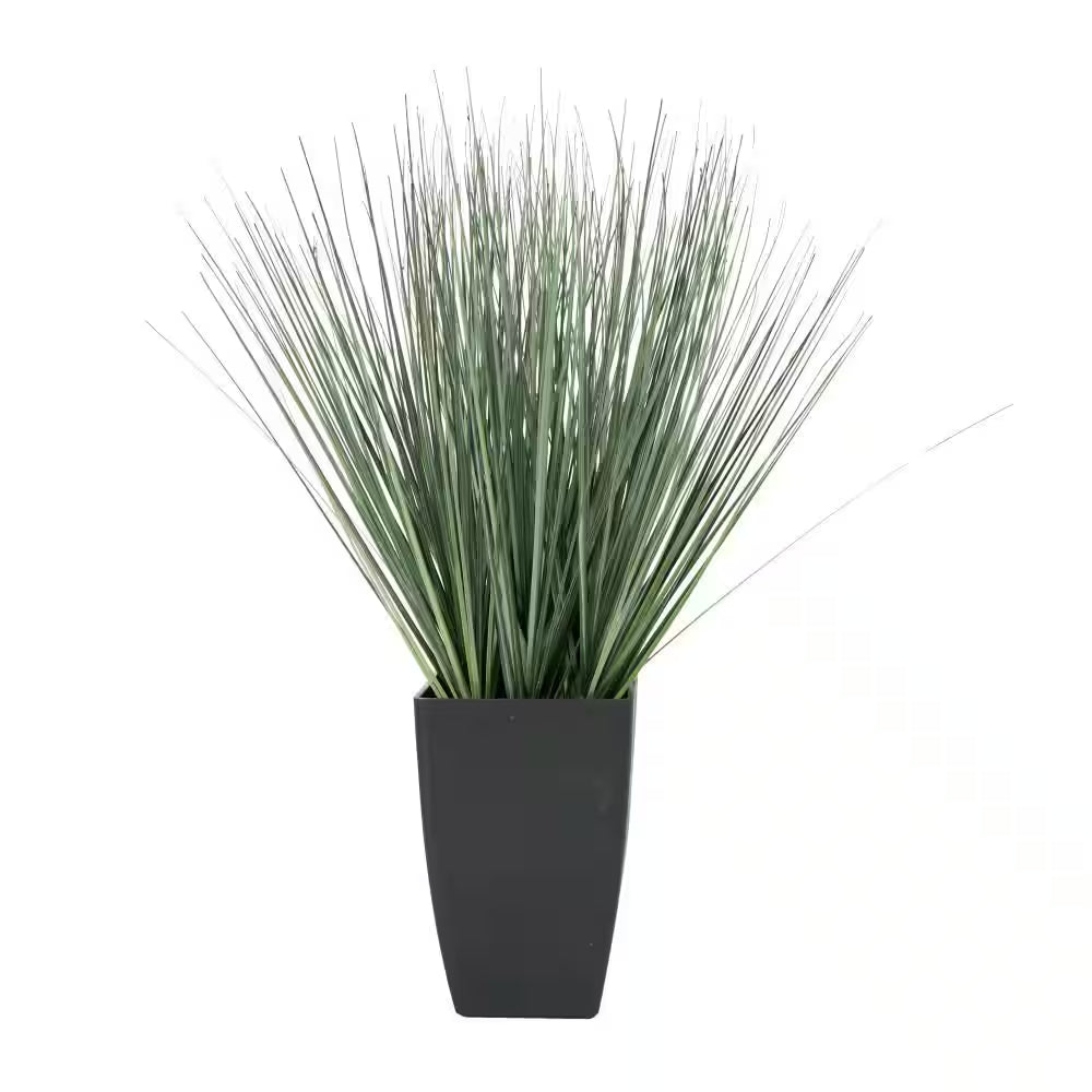 19 In. H Onion Grass Artificial Plant with Black Plastic Pot