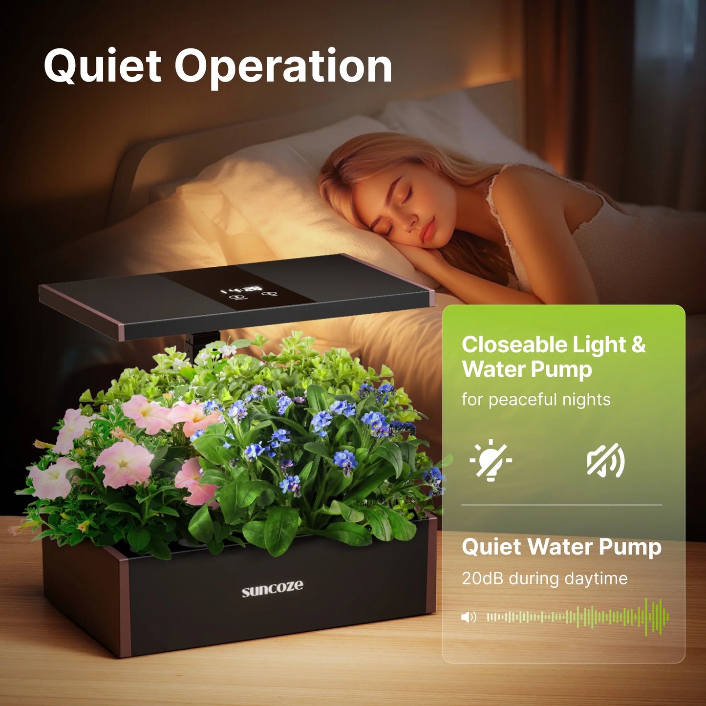 20 Pods Hydroponic Growing System Indoor Herb Garden with Grow Light Germination Starter Kit Black