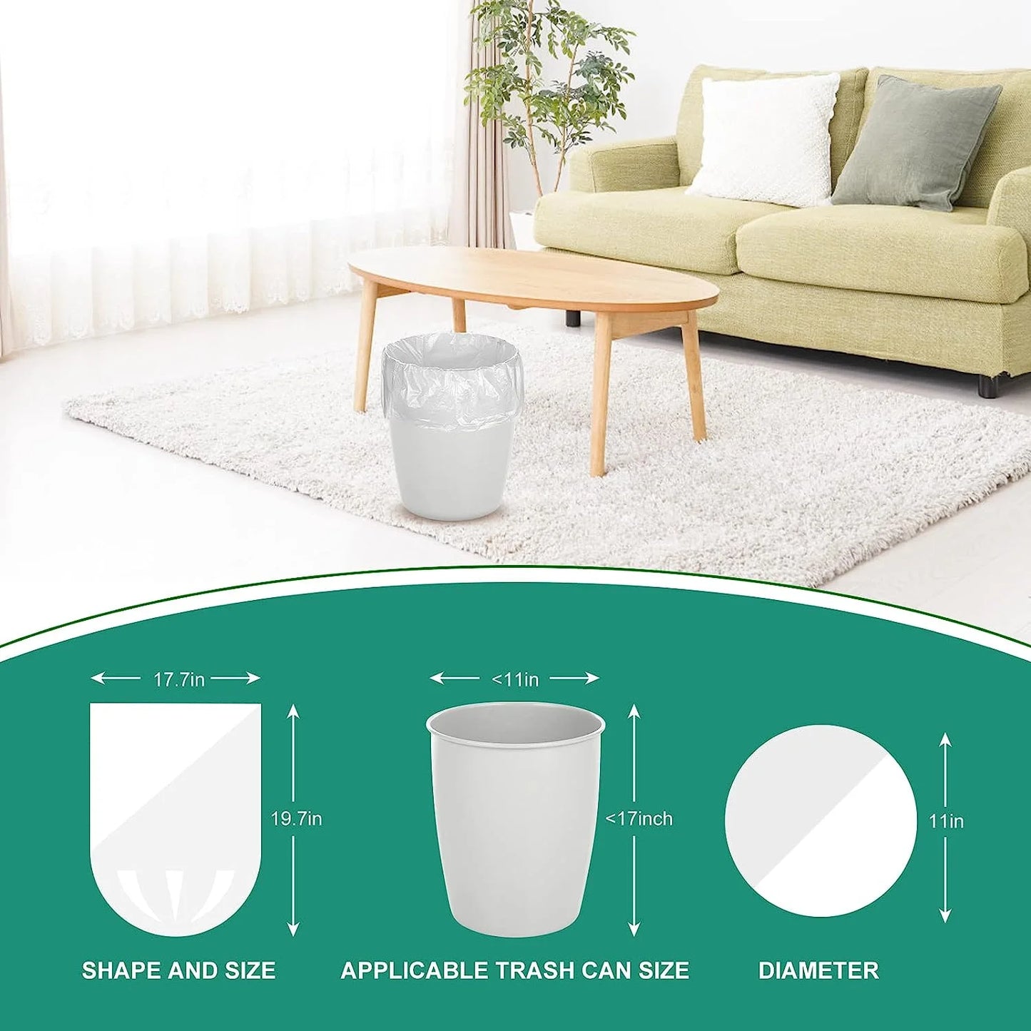 4 Gallon Small Trash Bag - Unscented 4 Gallon Garbage Bags for Bathroom, Kitchen, Bedroom, 105 Count Mini Trash Bags(15 Liter)