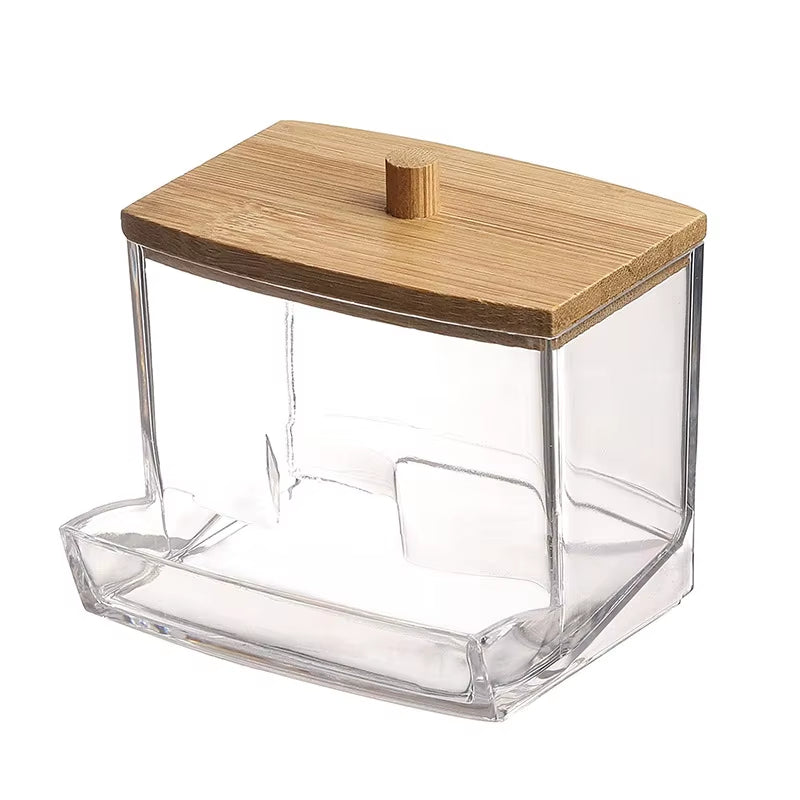 Cotton Swab Holder with Bamboo Lid
