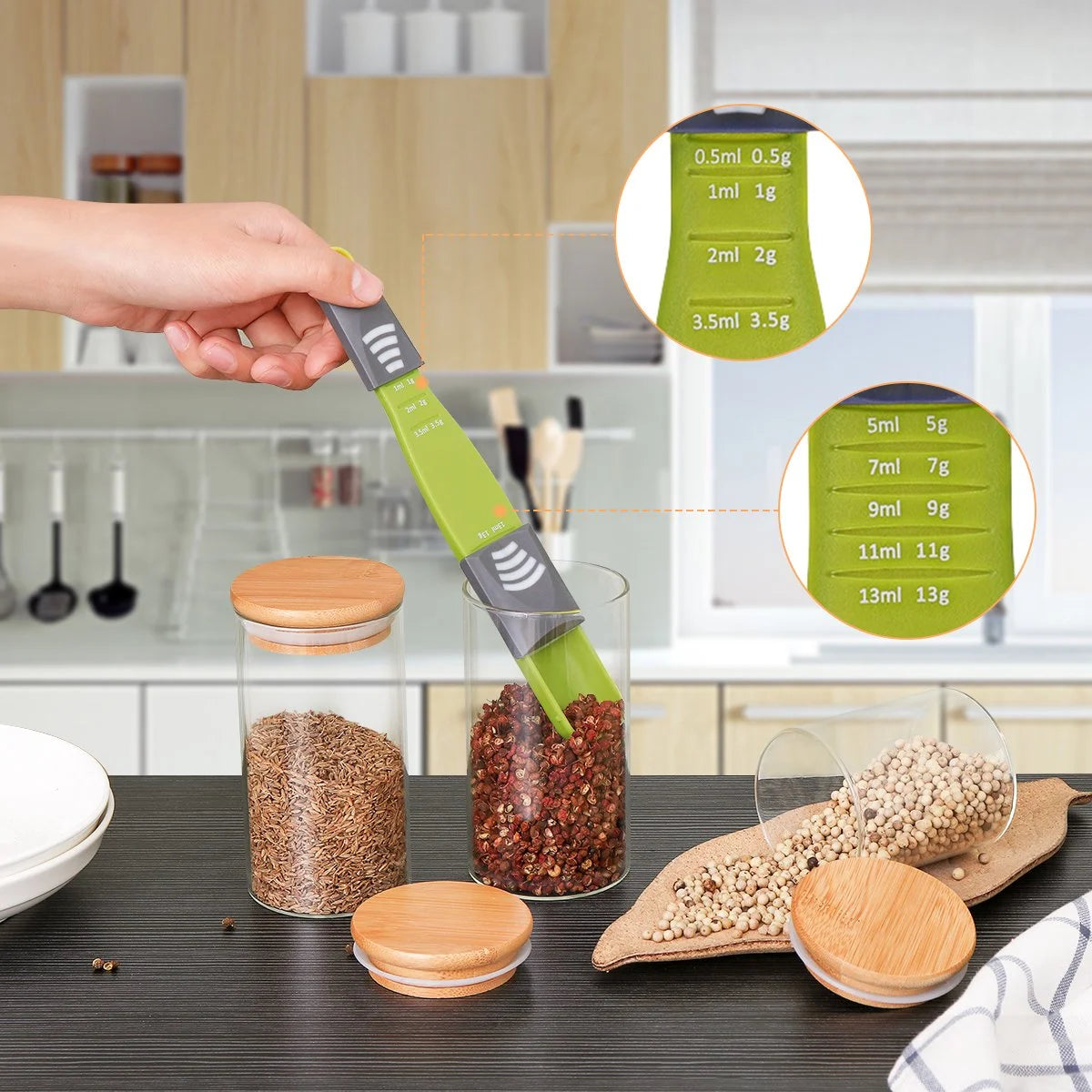 Glass Airtight Food Storage Canister with Measuring Spoon, Set of 10