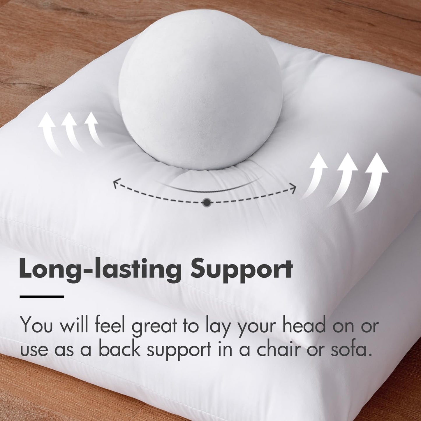 Set of 2 Throw Pillow Inserts Premium Pillow Stuffer Square Form for Decorative Cushion Bed Couch Sofa 16X16 Inch
