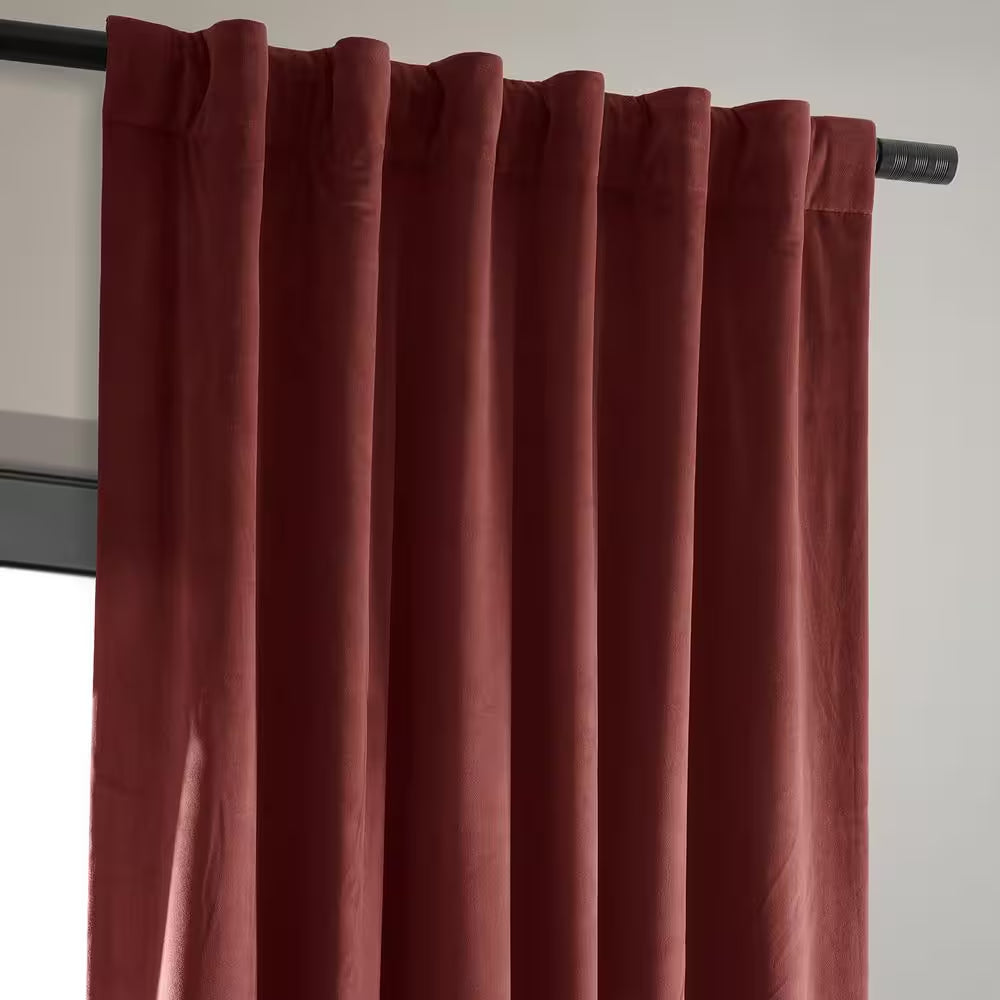 Crimson Rust Velvet Rod Pocket Blackout Curtain - 50 In. W X 108 In. L (1 Panel)