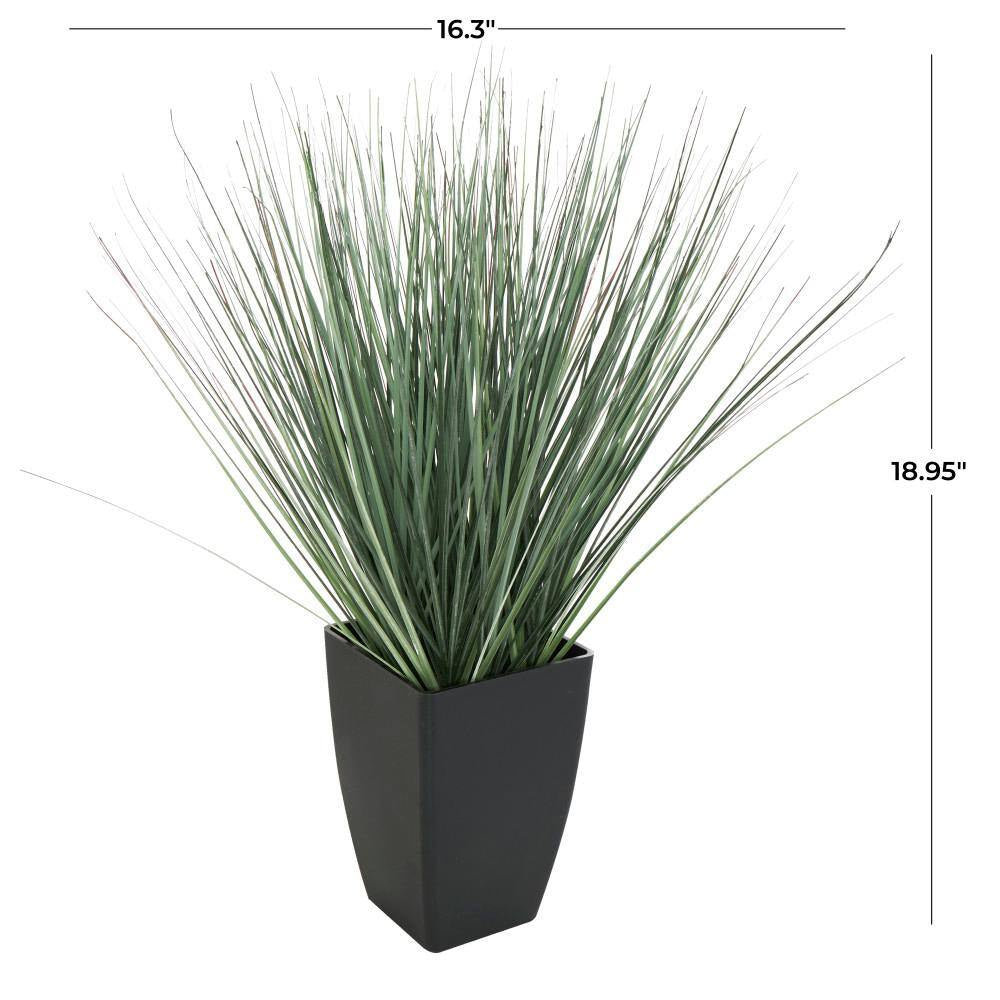 19 In. H Onion Grass Artificial Plant with Black Plastic Pot