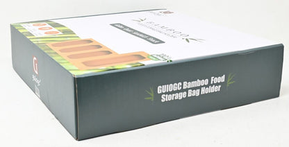 GUIOGC Bamboo Food Storage Bag Organizer Holder Dispenser Ziplock 12 X 12.6 X 3"